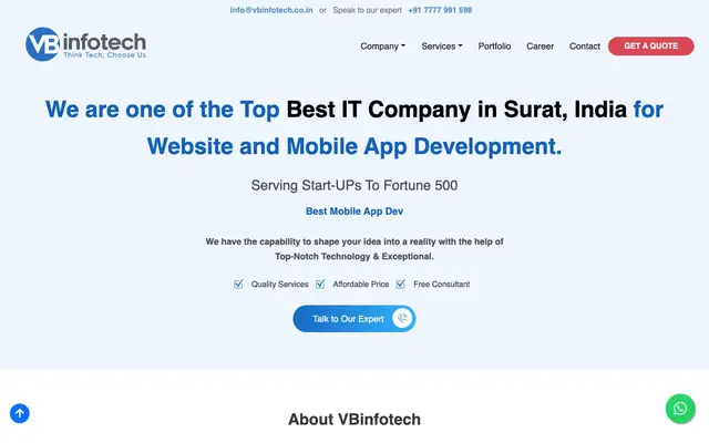 VBinfotech - Top IT company in India | Android & iOS App Development website