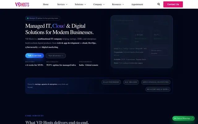 VD Hosts - India's best Web development Company website