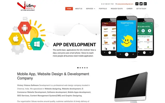 Victory Visions Software Development website