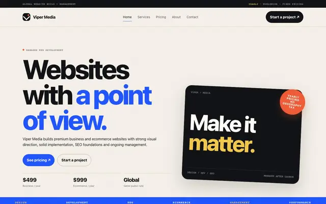 Viper Media - Global Web Development Agency website