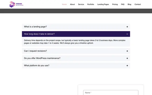 Viranidevelopers website