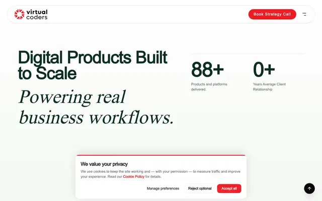 Virtual Coders - AI Driven Product Engineering Company website