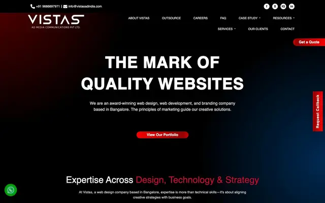 Vistas AD Media Communications website