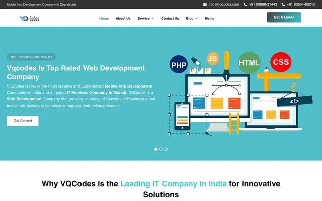Vqcodes software solutions LLP website