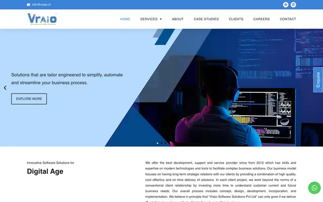 VRAIO Software Solutions Pvt Ltd website