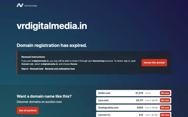 VR Digital Media website