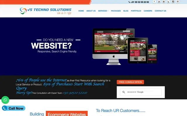 VS Techno Solutions website