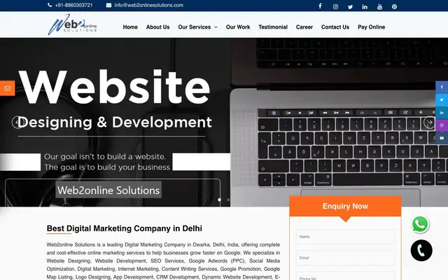 Web2online Solutions website