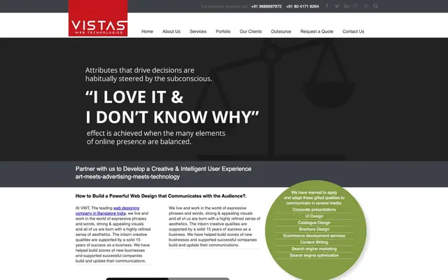 Vistas Web Technologies website