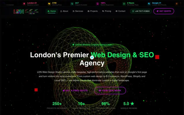 LDN Web Design Studio London website
