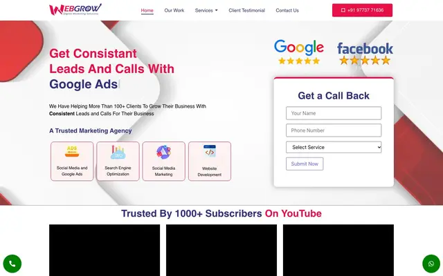 Web Grow Marketing Solution website