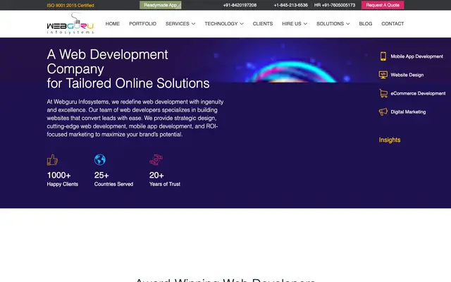 WebGuru Infosystems website