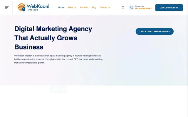 WebKaam Infotech website