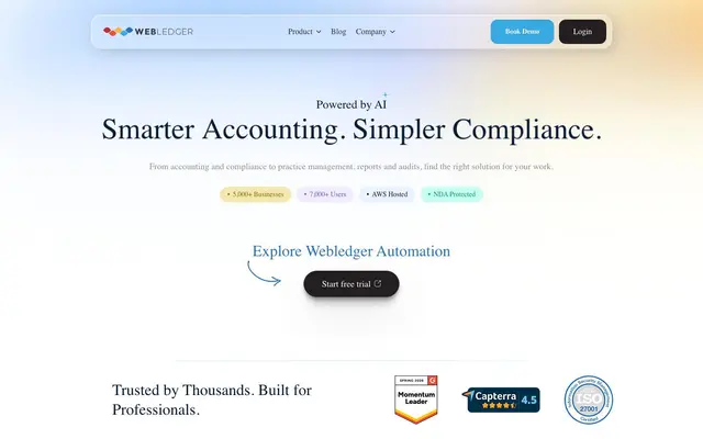 WebLedger - Cloud Accounting, Compliance & CA Practice Management website