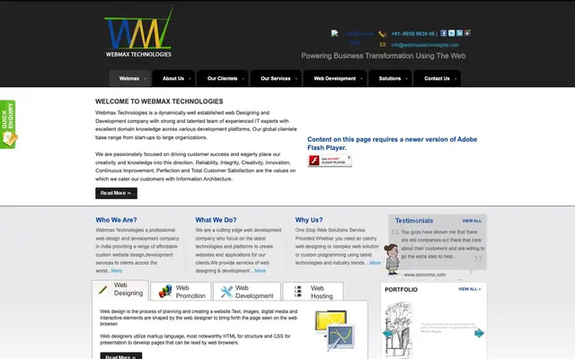 Webmax Technologies website
