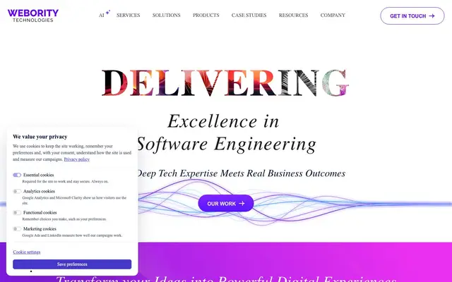 Webority Technologies website