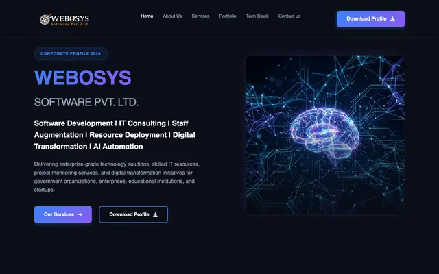 Webosys Software Pvt Ltd website