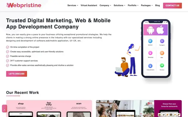 Webpristine Technologies website