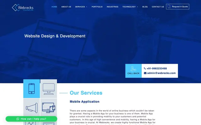 Webrecks Technologies website
