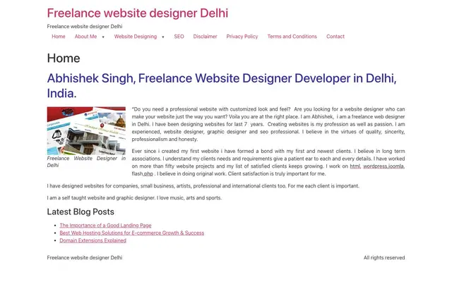 Freelance Website Designer Delhi Abhishek Singh website