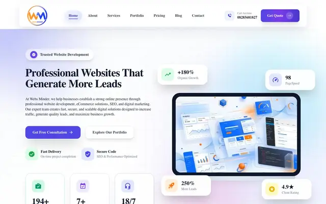 Webs Minder website