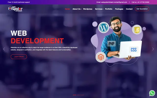 Web Spider Infotech website