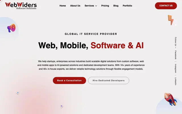 Webwiders Software Solutions website