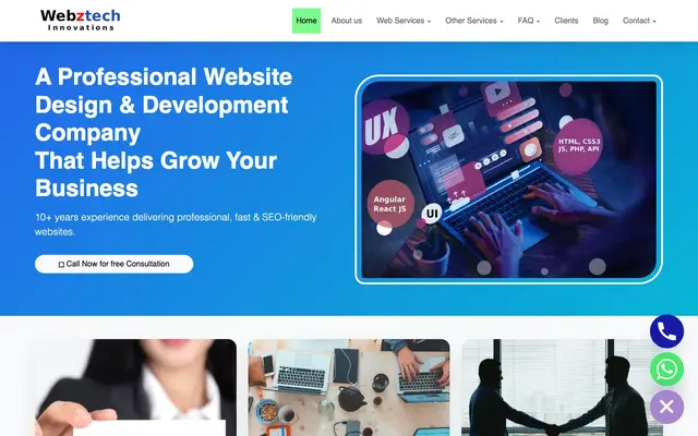 Webztech Innovations website