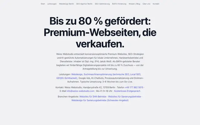 Weiss Webstudio website