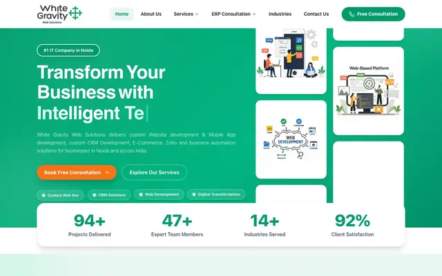 White Gravity Web Solutions website