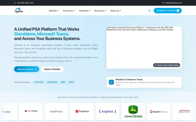 Whizible | most used project management software | enterprise project management software website