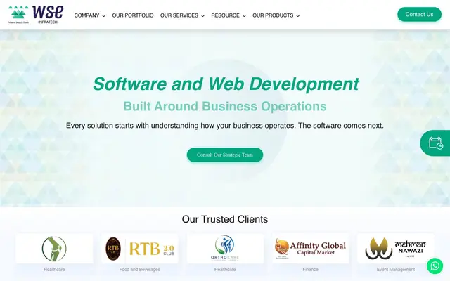 WSE Infratech - Specialized Software and Website Development Company website