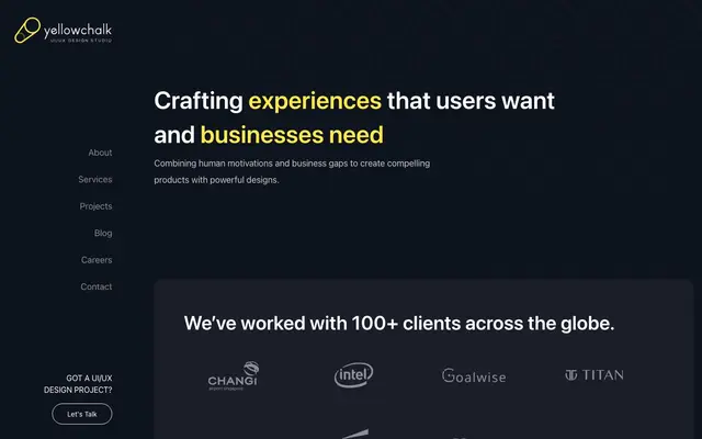 Yellowchalk UI/UX Design Studio website