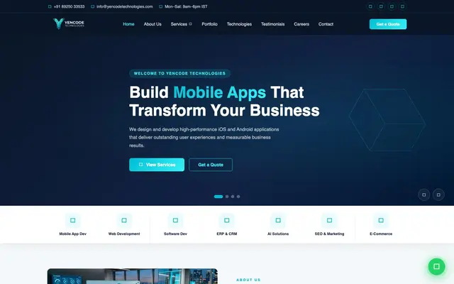 Yencode Technologies website