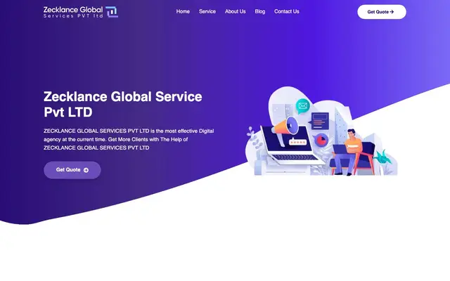 Zecklance Global Services Pvt Ltd website