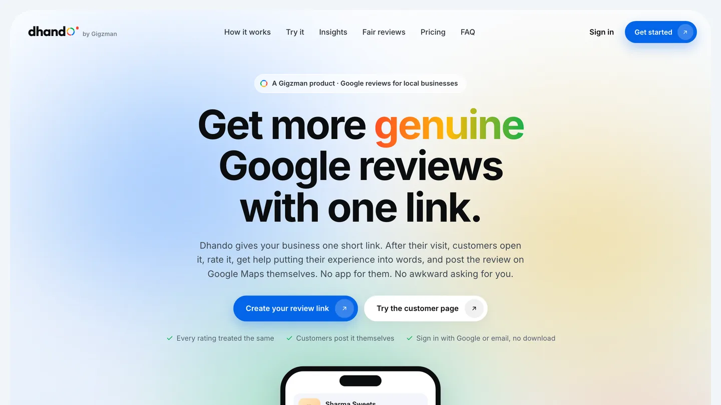 The Dhando homepage