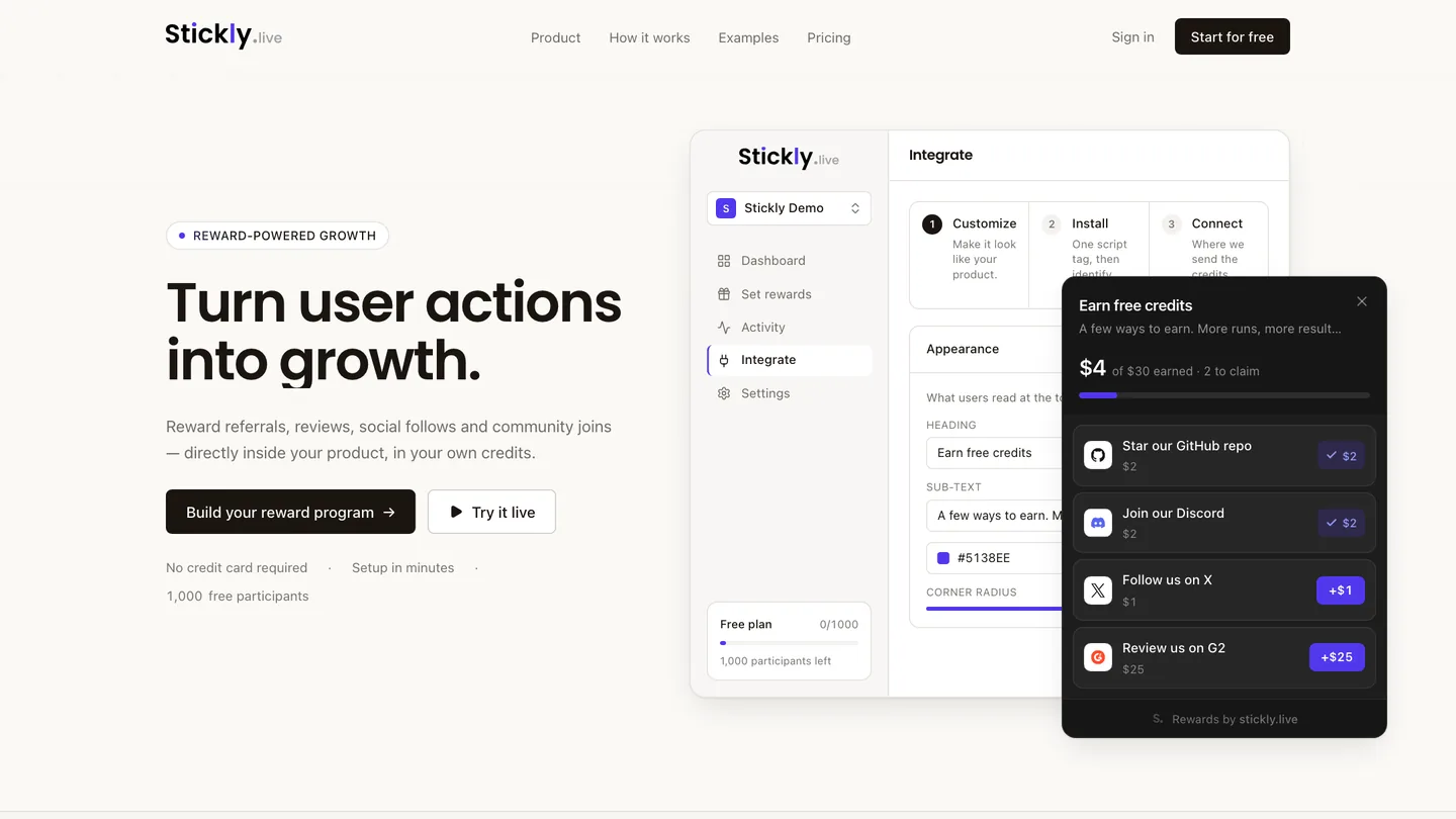 The Stickly homepage